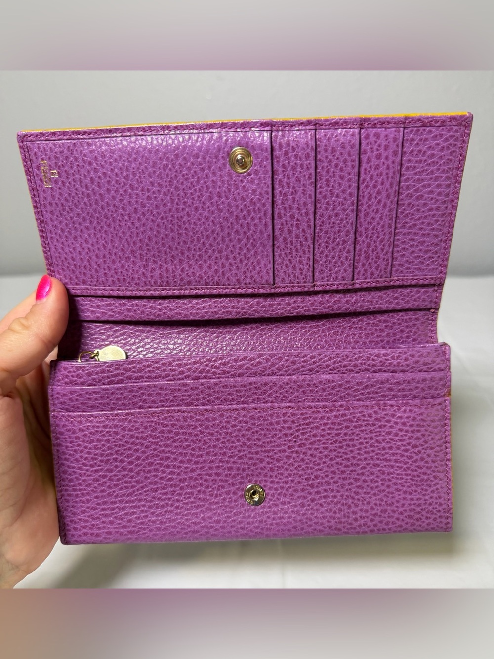Fendi purple pebbled leather wallet - Picture 5 of 16